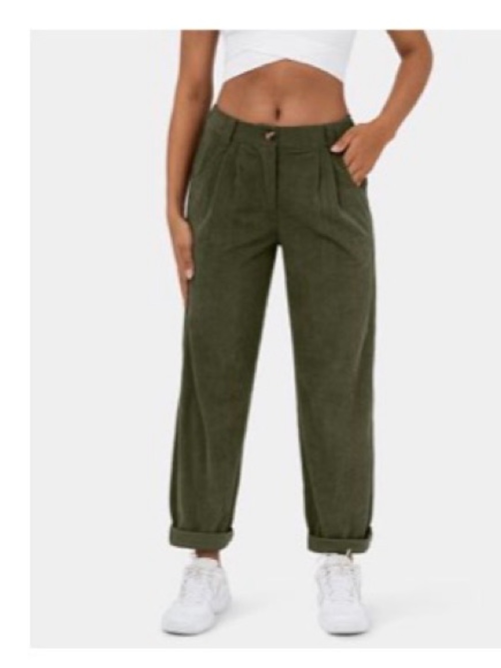 HALARA Olive Green Corduroy Wide-Leg Trousers